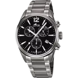 RELOJ LOTUS CHRONO 18682/3 NEGRO CORREA DE ACERO, HOMBRE