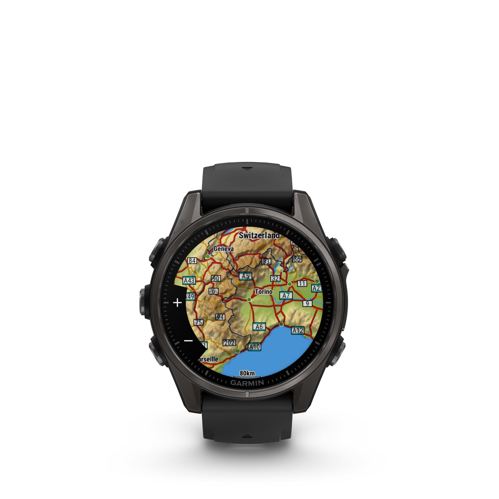 fēnix® 8 – 43 mm, AMOLED Sapphire, Titanio con revestimiento de DLC con correa de silicona negra/gris  nº ref: 010-02903-21 - Imagen 2