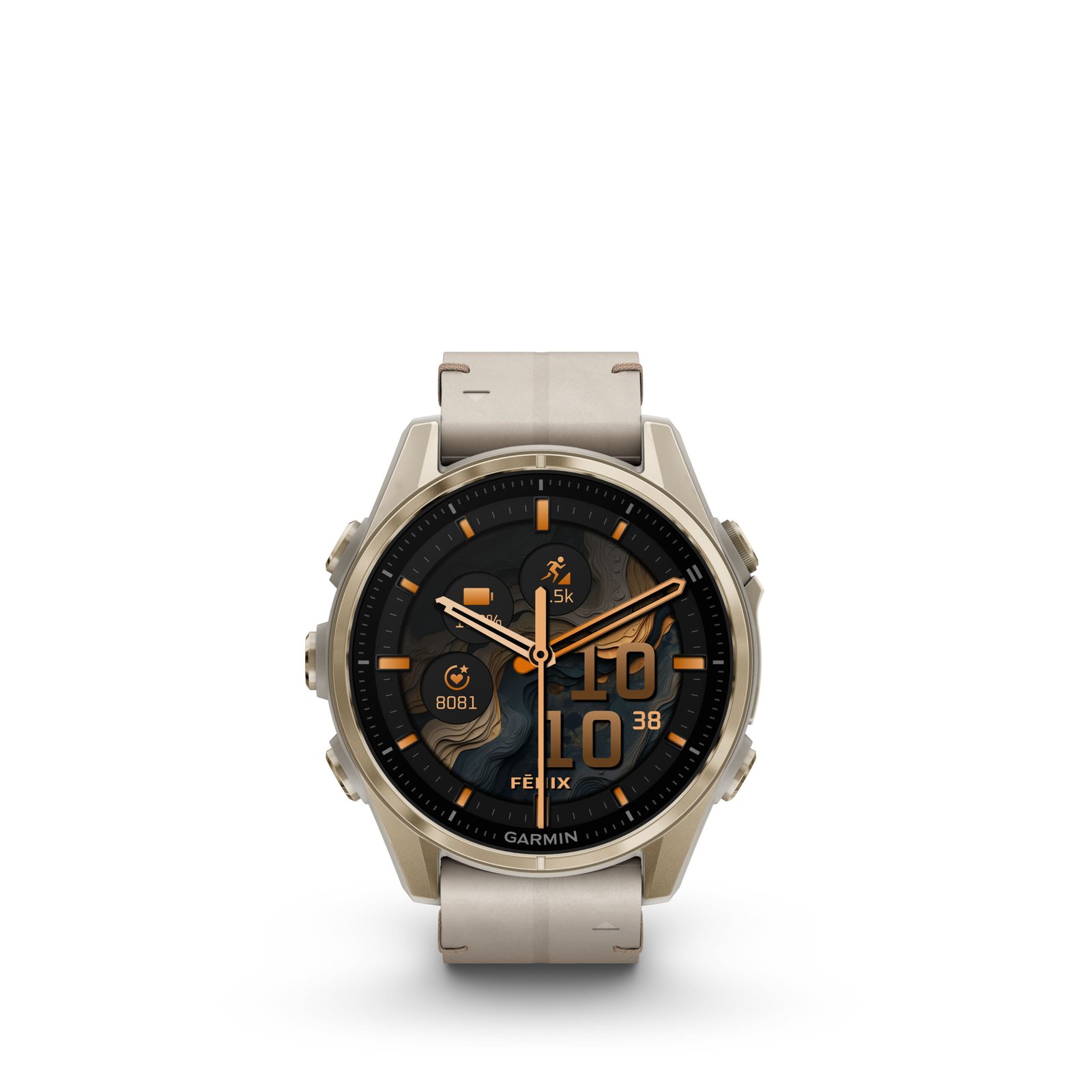 fēnix® 8 – 43 mm, AMOLED Sapphire, Dorado con correa de cuero color beige  nº ref: 010-02903-40 - Imagen 7