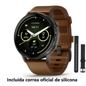 Venu® 4 - 45 mm Bisel gris con correa de silicona negra y correa de cuero marrón, Nº Ref: 010-03014-03