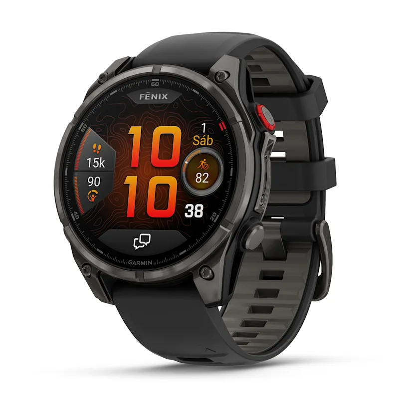 fēnix® 8 Pro – 47 mm, AMOLED Sapphire, Titanio con revestimiento de DLC con correa de silicona negra, Ref: 010-03198-01