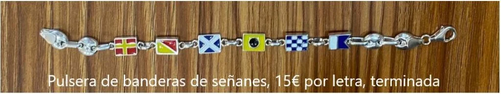 Pulsera de banderas plata de ley (6 banderas seguidas)