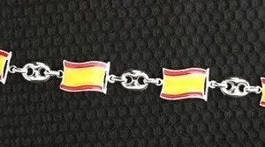 Pulsera de banderas plata de ley banderas de España y calabrote