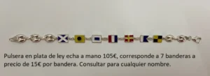 Pulsera de banderas plata de ley (7 banderas seguidas)