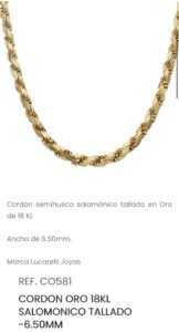CORDON ORO 18KL SALOMONICO TALLADO -6.50MM , 60 cm de longitud