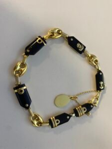 Pulsera de galones plata de ley con baño de oro de 18 kts