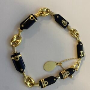 Pulsera de galones plata de ley con baño de oro de 18 kts