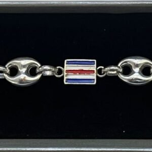 Pulsera de banderas plata con eslabones de calabrote intercalados