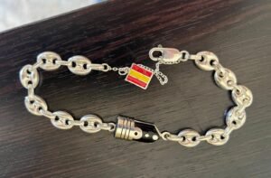 Pulsera de galón y bandera personalizable en plata de ley 925 milésimas