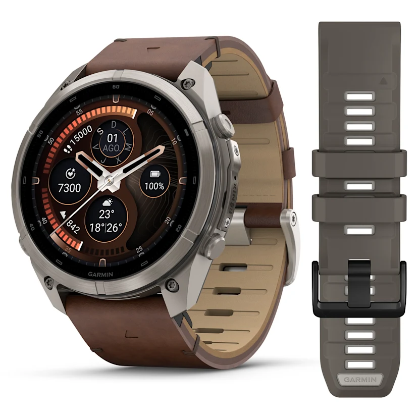 fēnix® 9 Pro – inReach®, 51mm Amoled Titanio con correa de cuero en marrón, nº ref: 010-04337-41