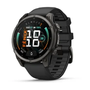 fēnix® 9 – 47mm Titanio con revestimiento de DLC gris carbón con correa de silicona negra  Número de referencia:010-04762-11